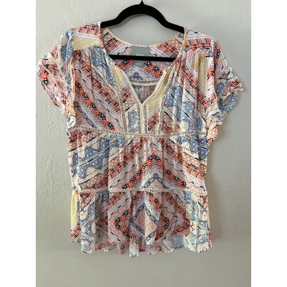 Maeve Anthropologie Bohemian Tunic Top Embroidered Peasant Blouse Boho Small - Picture 1 of 4